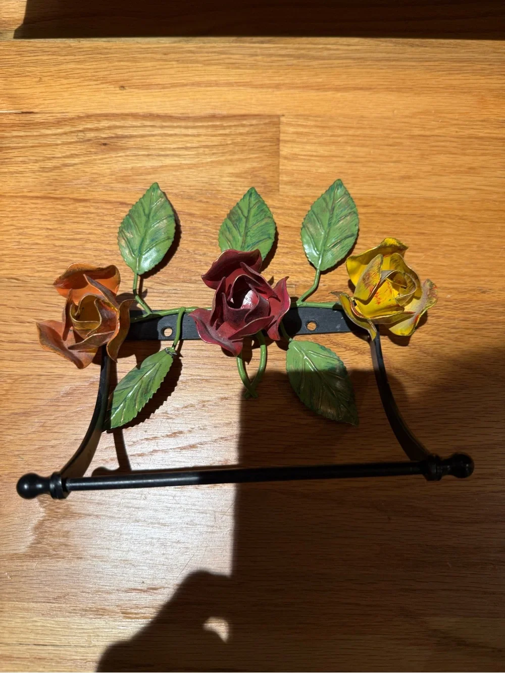 Michal Negrin Floral Wall Towel Holder in Green, Red, Yellow